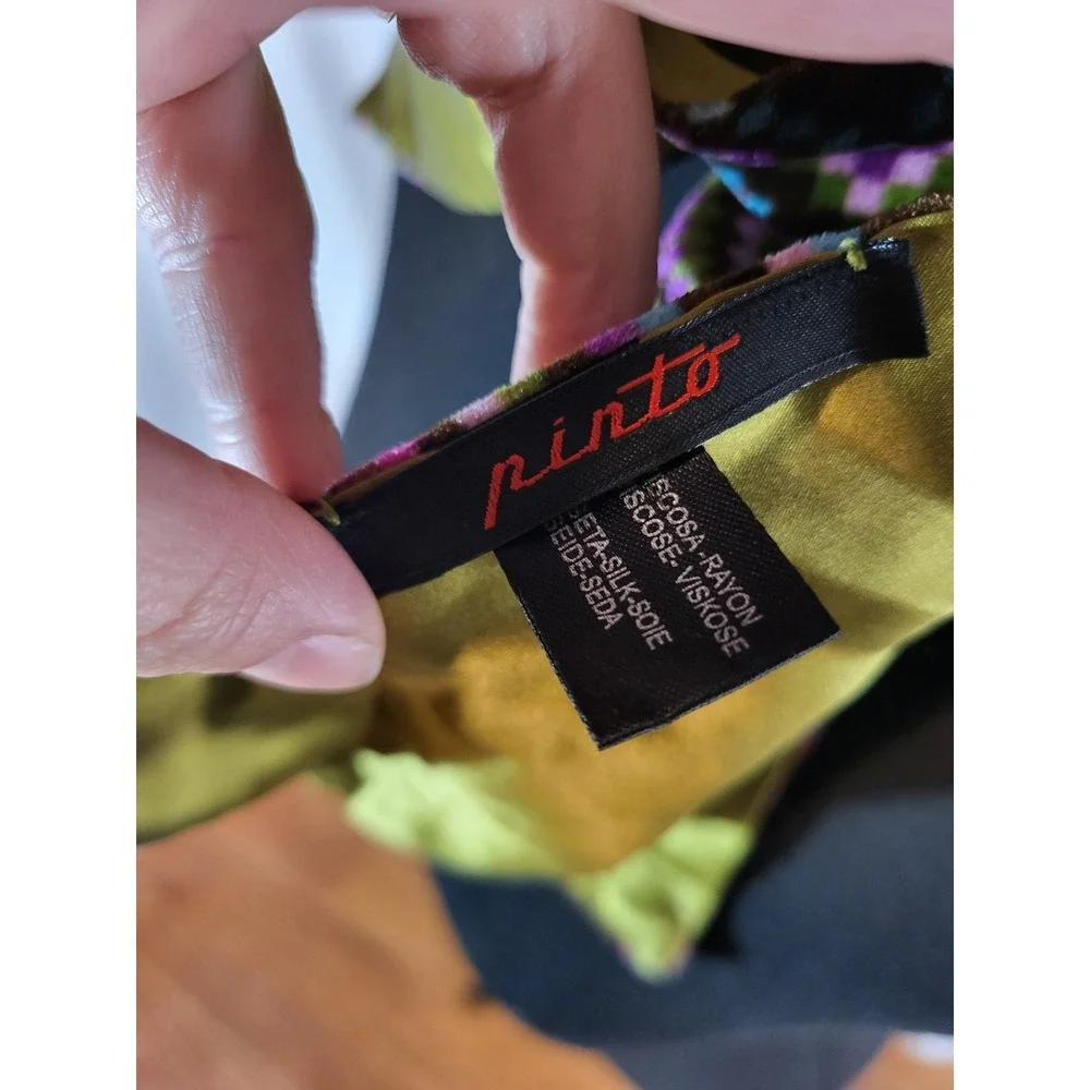 Pinto Colorful Geometric‎ Velvet Silk Scarf